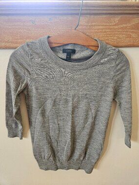Merino wool 3/4 sleeve grey sweater  JCrew size XXS